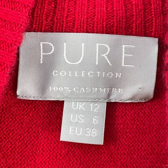 Pure Collection Womens 6 Red 100% Cashmere Turtleneck Sweater Long Sleeve Boxy - Picture 4 of 12